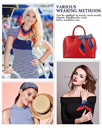 Bonuci Square Sailor Scarf Silk Satin Flight Attendant Scarf for Women3