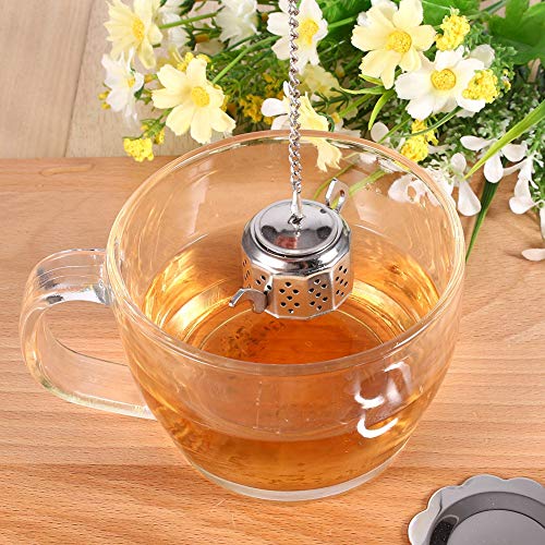 VIFERR Tea Infuser Stainless Steel Tea Leaf Infuser Teapot Shaped Loose Tea Ball Strainer Filter with Extended Chain and Drip Tray for Teacups and Mugs - Image 2