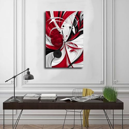 Poster abstrait rouge et noir géométrie médiévale 40x60 cm - 3