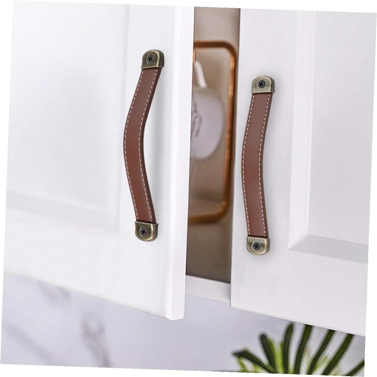 SHOWERORO Tiradores de Cuero para Armario Marrón, 6 Piezas, 160 Mm