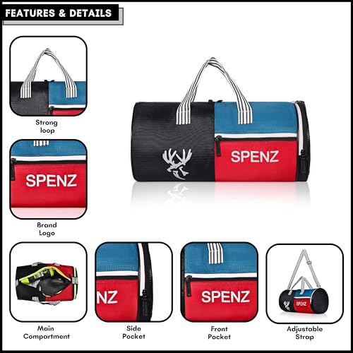 Image of SPENZ Bags Polyester 28L Water Resistant Sports Duffel Gym Bag for Men & Women with Shoe Compartment
