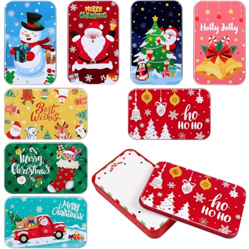 Cabilock Christmas Tinplate Card Box, 8Pcs Assorted Color Greeting Gift