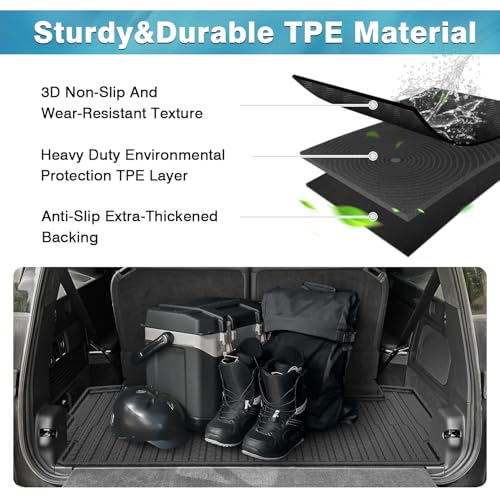 Image of Mixsuper Cargo Liner for Rivian R1S 2022-2024 2025, All Weather Trunk Mat for R1S Accessories Anti-Slip Trunk Liner Rear Cargo Mat Black