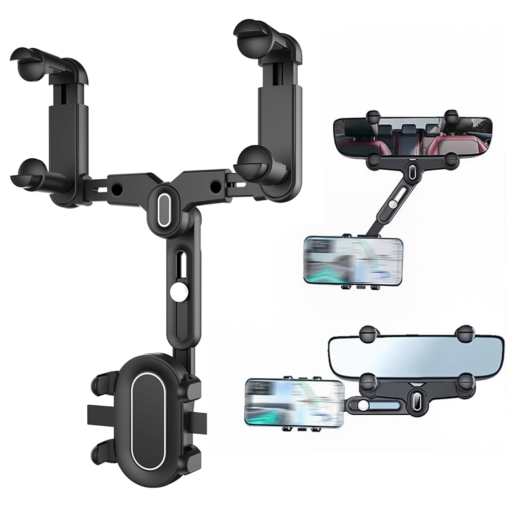 STHIRA® Rearview Mirror Phone Holder for Car,360°Rotatable and Retractable Multifunctional Rear View Mirror Phone Holder-picture-18