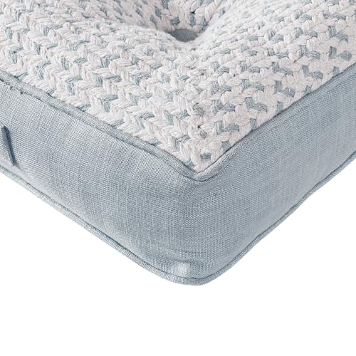 Image of Reversible 60x60x10 cm Grey Woven Quilted Floor Cushion with Cotton Filler for Seating, Patio Seat, Meditation, Yoga, Pooja, Guests, Living Room, Bedroom, Large Size 24x24x4 Inch