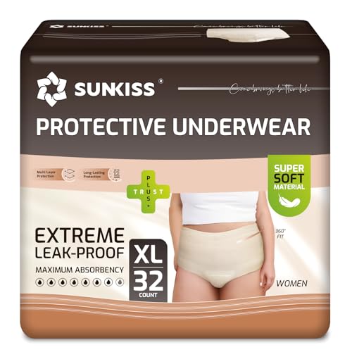 SUNKISS Couches Adulte Femme - Culottes Jetables Incontinence - Slips Absorbants Post-Partum et Maternité - Protection Urinaire Maximale - Beige - Taille XL -...