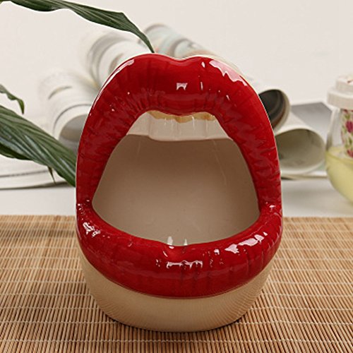 BERTERI Cute Cartoon Ashtray Lips Ceramic Ashtray Creative Personality Trendy Mouth Fashion Home