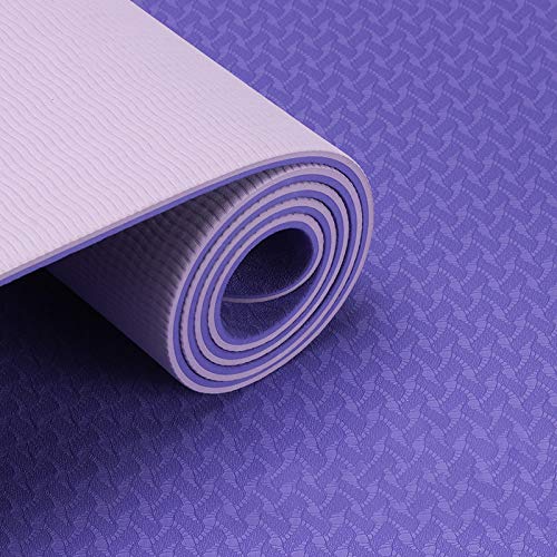 KOFFOTA Yoga Mat Non Slip TPE Yoga Mats, 1/4 inch Eco Friendly Fitness Exercise Mats for Yoga, Workout Mats with Carry Strap and Bag, Pilates and Floor Exercises Lavender - Thumbnail 2