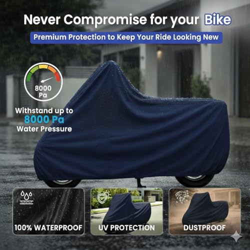 Image of Puroma-Pro Heavy Duty Waterproof Bike Cover Compatible for Shine Bikes - Outdoor Motorcycle Cover Windproof Buckle, UV Protection & Dust Resistant Full Body Cover