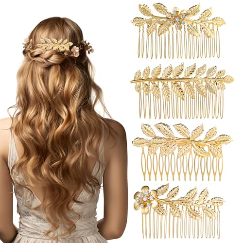 4 Pentes de cabelo para mulheres, pentes de cabelo decorativos para mulheres, acessórios femininos,