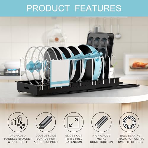 Pots-and-Pans-Organizer-Under-Cabinet-22-Deep-Expandable-Pot-Organizers-inside-Cabinet-with-10-Adjustable-Dividers-Handrail-No-Drill-Pot-Lid-Holder-Sliding-Pot-Lid-Holder-1-Pack