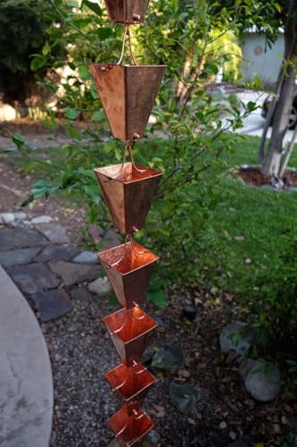 Nutshell Stores Large Tapered Square Cups Rain Chain - Copper Plated - 8 Feet
