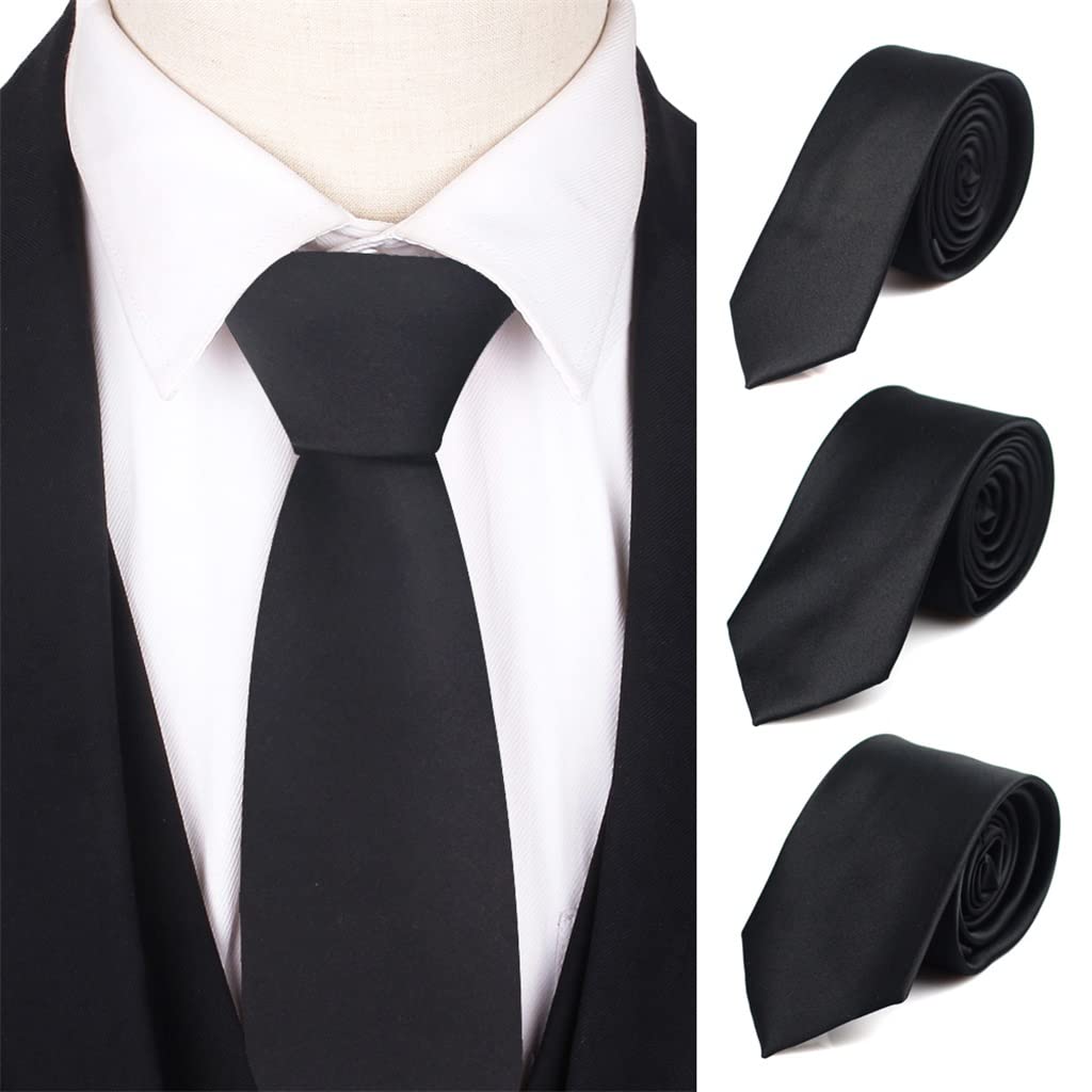Corbata negra para hombre, corbata informal para traje de negocios, corbata para hombre de 7 cm, corbata delgada para boda para hombre