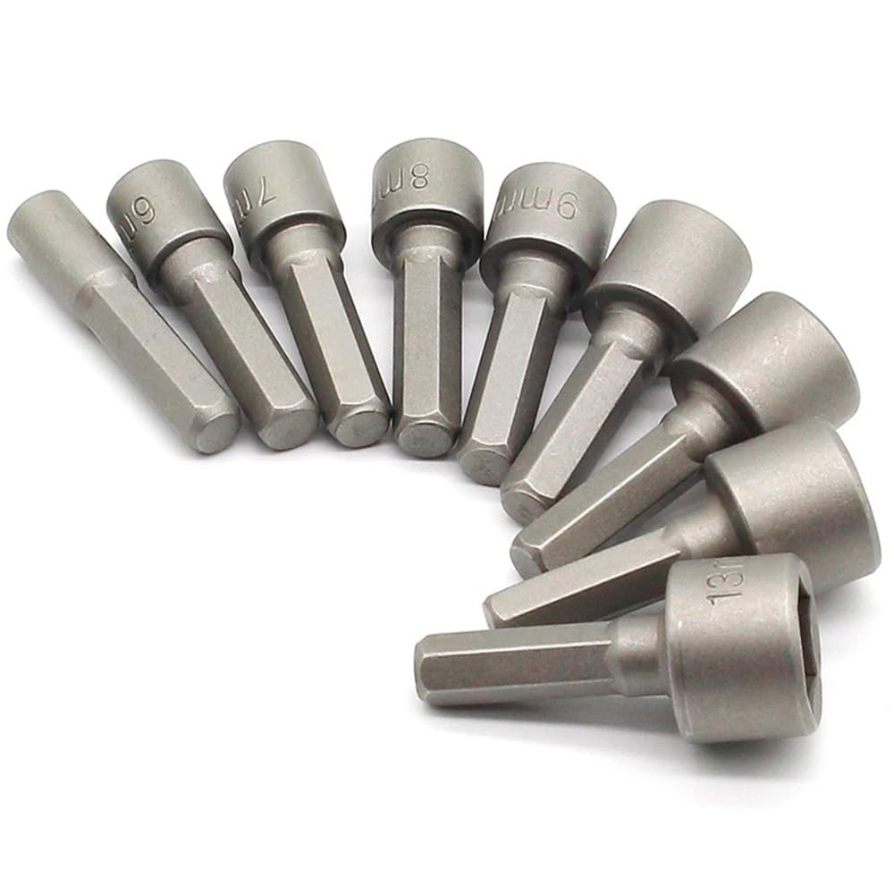Whargtsl One Color 9Pcs/Set 5Mm-13Mm Hex Socket Sleeve Nozzles Magnetic Nut Driver Set Drill Bit Adapter Hex Power Tools