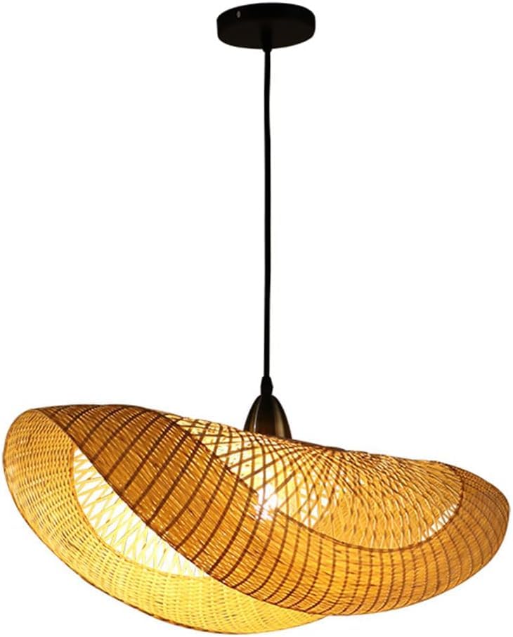 Lustre panier en osier pour tamiser la lumière de cuisine et décorer avec art