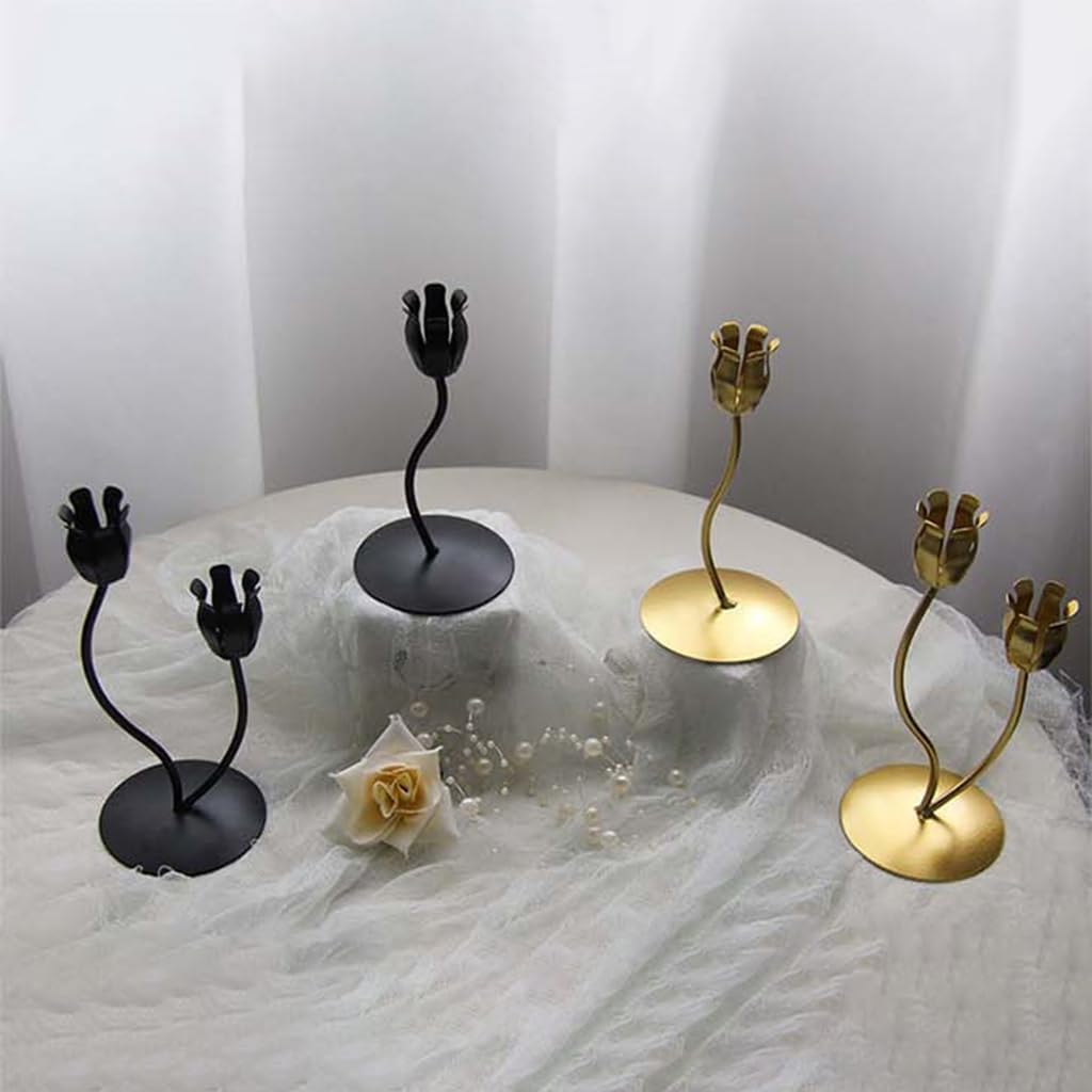 Metal Candle Holders Candelabra with Flower Shape Modern Interior Table Decors