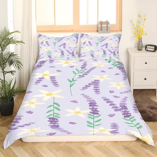 Housse de couette violette 90x190 sans repassage zippée facile Kg878