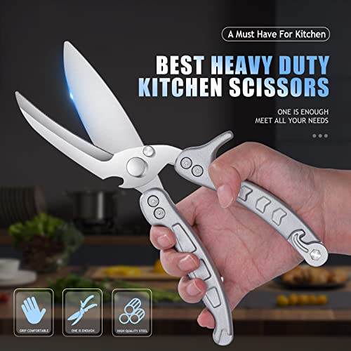 Image of DRAGON RIOT Heavy Duty Poultry Shears - A Must Have Kitchen Shears for Chicken and Meat Cutting - Dishwasher Safe and Stainless Food Kitchen Scissors for Thanksgiving(Silver)