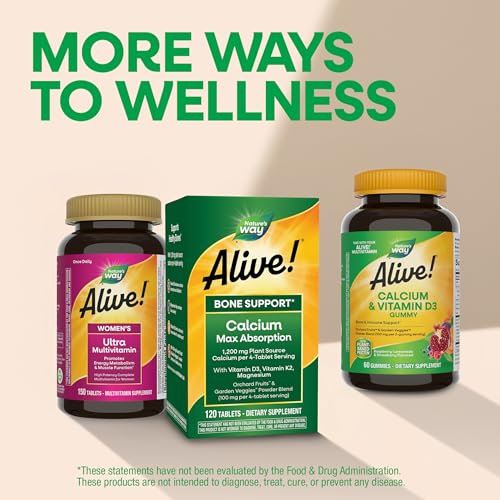 Nature’s Way Alive! Calcium Bone Support Tablets*, 1,200 mg Calcium, 60 ct - image 7