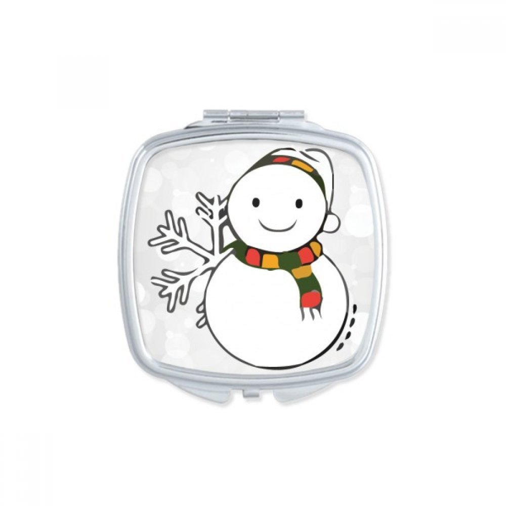 Miroir carré de maquillage compact motif météo main peint avec étui de poche coloré