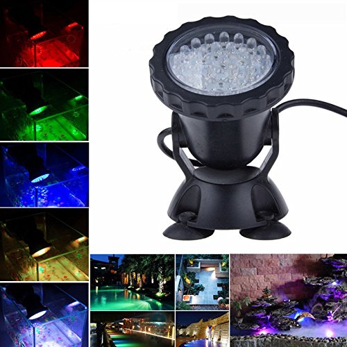 SecurityIng Teichlicht, 36 LEDs, wasserdicht, Unterwasser-Licht, mehrfarbiger Strahler, dimmbar, Aquarium-Licht für Garten, Springbrunnen...
