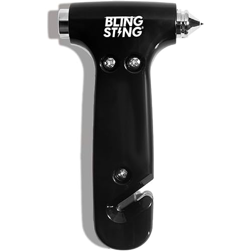 BLINGSTING Safety Hammer - Emergency Automotive Escape Hammer Tool, Seat Belt Cutter & Car Window Break Tool - Black, 1 Count