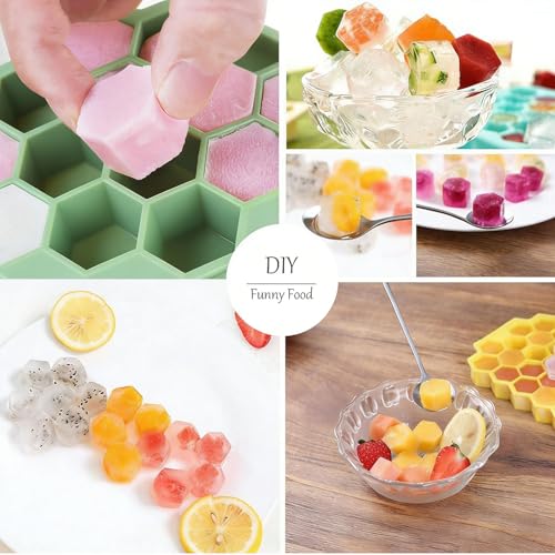 Image of Ice Cube Trays for Freezer, 3 Pack Silicone Ice Cube Mold with Lid-37 Grid, Easy-Release Reusable 111 PCS Small Ice Cubes for Ice Bucket Iced Coffee Cocktail Whisky Soup Food