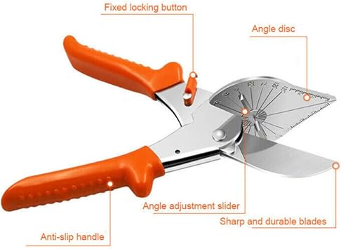 Multi Angle Mitre Shear Cutter 45-135 adjustable degree, Adjustable Angle Scissors Multi Scissor Angled Miter Cutter for Cutting PE Plastic Soft Wood Trunking Shears PVC
