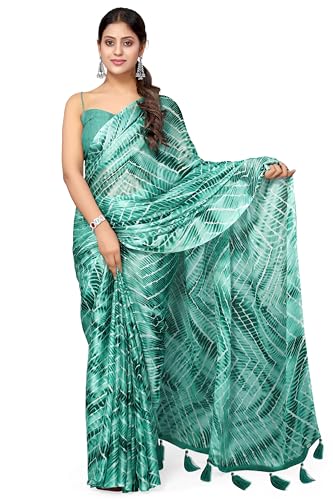 Image of MIRCHI FASHION Saree for Woman Chiffon Shibori Printed | Lightweight Regular Use and Professional Office Sari with Blouse Piece