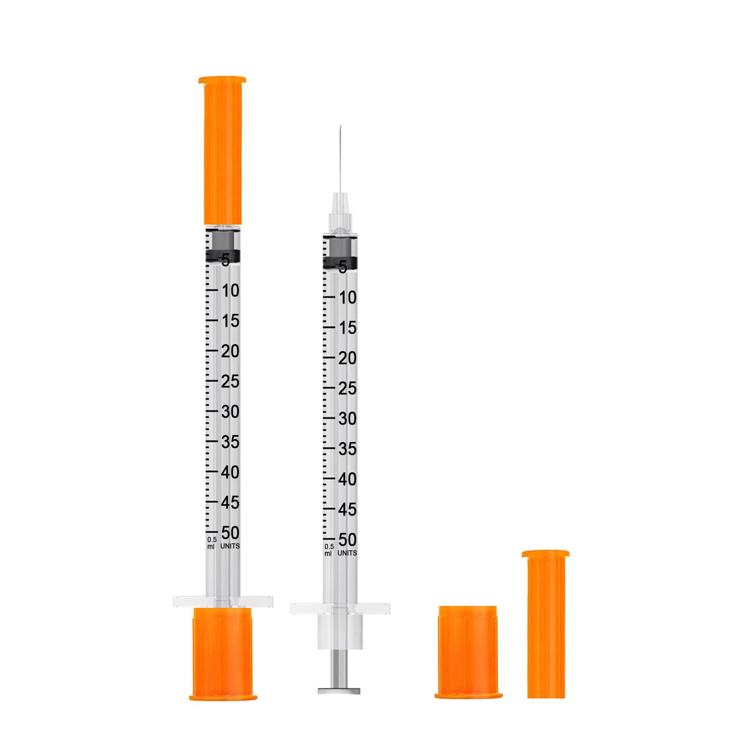 0.5ml Syringe with Needle,31G 5/16 Inch 8mm Syringe with Needle,Individually Wrapped Pack of 30