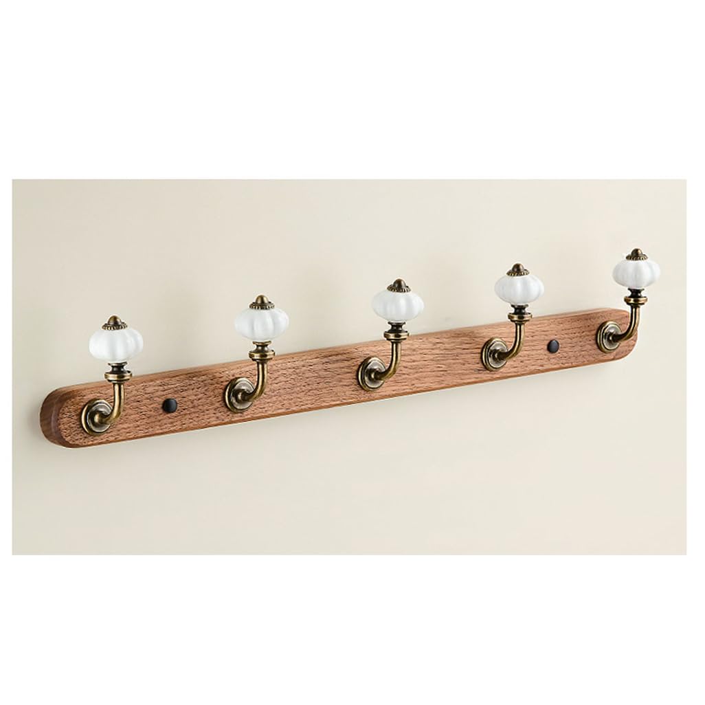 ZHOUXIAO Solid Wood Coat Rack Wall Mount,Walnut Wood Coat Hooks Hanger Wall Mounted 5hook