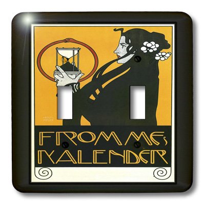 Póster doble interruptor de diseño Art Nouveau alemán con acabado artístico exclusivo 3