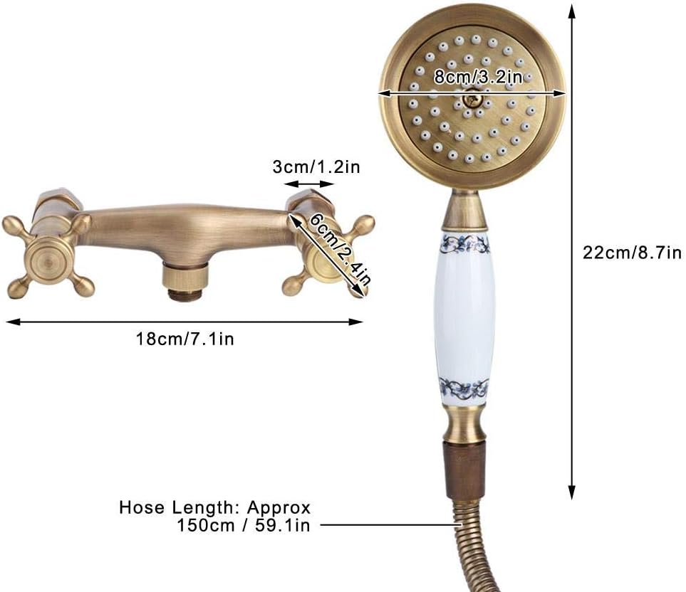 Fdit Household Vintage Shower Kit Copper Shower Sprayer Hose Kit Concealed Installation for Bathroom Accessories