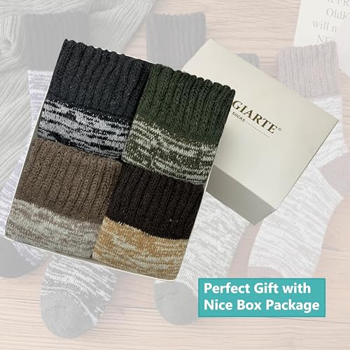 Image of MAGIARTE Womens Boot Wool Socks Christmas Gift Pack Winter Thick Warm Vintage Cozy Crew Socks for Women 3 /4 /5- Pack
