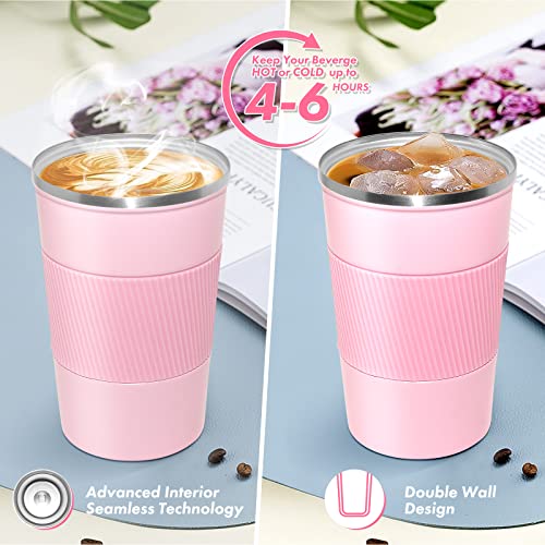 Image of Dycietx Travel Mug with Leakproof Lid,Insulated Reusable Coffee Mug for Hot&Cold Drinks /Tea,Portable Stainless Steel Thermal Takeaway Travel Coffee Cup for Car /Outdoor /Picnic /Office /School (Pink)