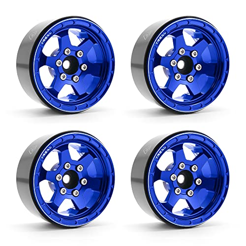 Roues Beadlock 1.9 TREAL en alu CNC bleu pour réparer et améliorer les jantes RC