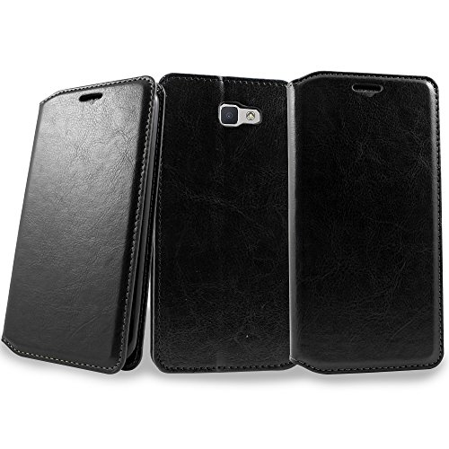 Galaxy J5 Prime Case, J5 Prime Wallet Case,On5 2016 Case,Customerfirst Flip Wallet Leather Case Magnetic Stand Credit Card Slot with keychain (Black)