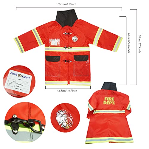 Redcrab Firefighter Costume Set For Kids - 12Pcs Fire Chief Toddler Dress Up Set With Function Parts For Boys And Girls-Red Firemen Uniform For Chirldren #TOP5