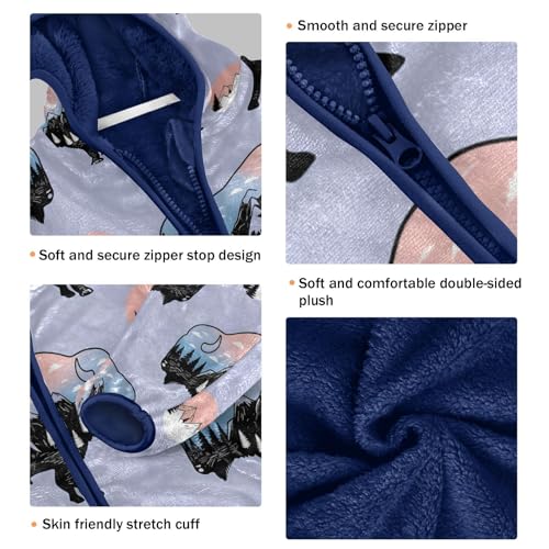 Buffalo Silhouettes with Landscape Scenes Toddler Fleece Jacket Girl Boys Hooded Fleece Jacket Coat3