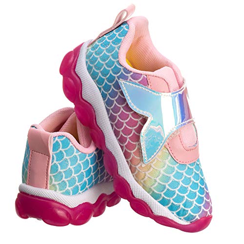 Tênis De Led Infantil Feminino Sereia - AS240 Cor:Rosa BB;Tamanho:24