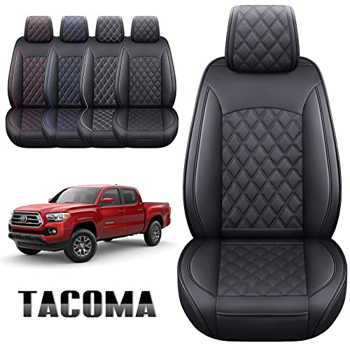 Image of Aierxuan Front Toyota Tacoma Seat Covers Waterproof Leather (Black)