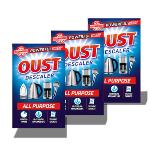 3 x 3 sachets Oust All Purpose Descaler Cleaner Kettle Iron Household Appliances.