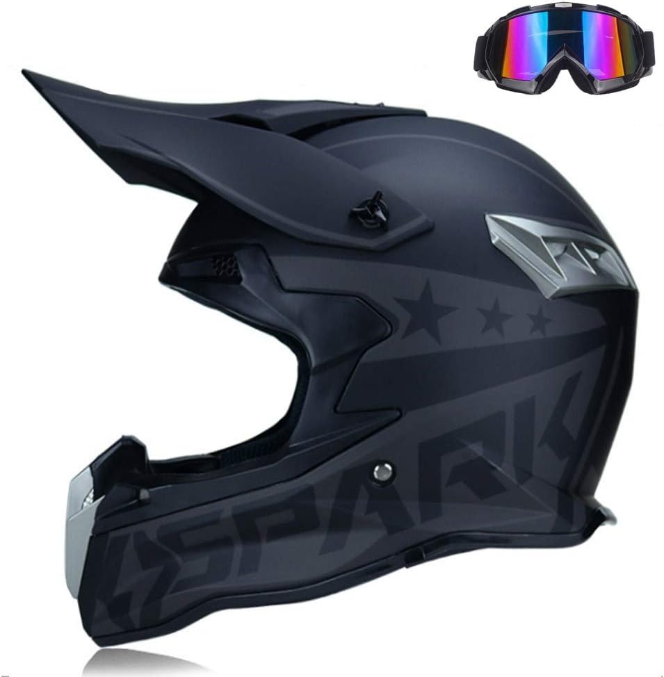 VWBQ Motocross Helmet, DOT Certification, Motorcycle Cross Helmet, Ventilation and Ventilation, with Goggles, MTB Off-Road Helmet, A Variety of Styles (55~62cm)