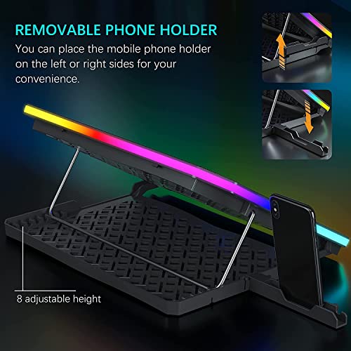 Image of Techie 2 Fan Laptop Cooling Pad with Mobile Stand for Upto 15.6 Inch Laptops with 5 Adjustable Levels. (6 Fan RGB)