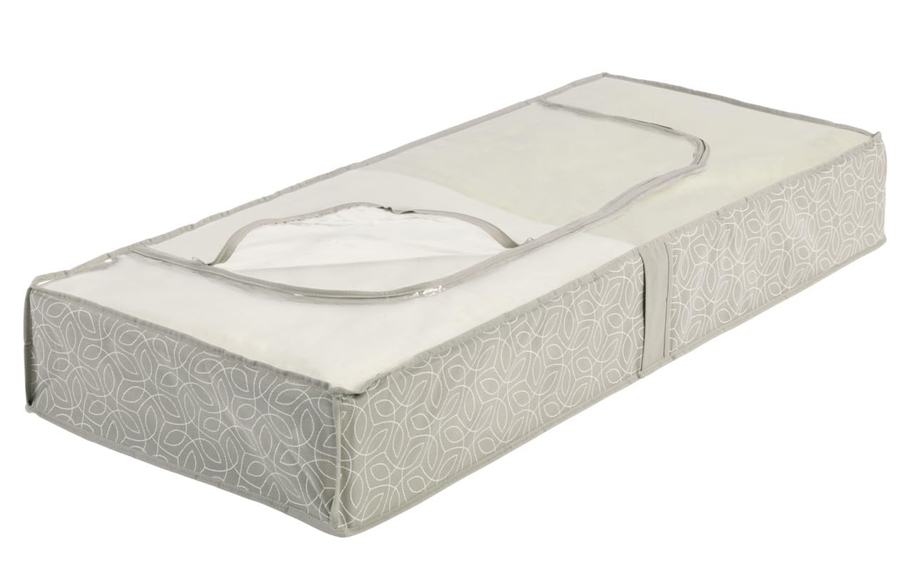 WENKO Szafka pod łóżko mod. Balance torba do przechowywania tekstyliów sezonowych z okienkiem i zamkiem błyskawicznym z włókniny taupe 105 x 15 x 45 cm