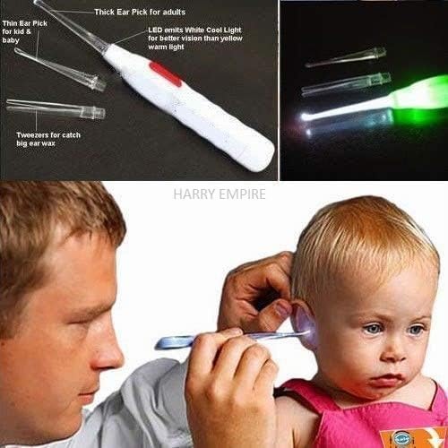 Image of Pack of 4 LED Flashlight Earwax Removal Tool - Safe Earpick Cleaner for Kids & Adults | Ear Cleaning Kit With Light for Easy & Precise Wax Removal