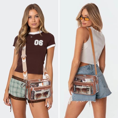 QOECI Clear Bag for Stadium Events, Brown Clear Crossbody Bag Stadium Approved, Transparent Purses for Women With 2 Extra-Long Detachable Straps For Concerts Sports by QOECI - Used condition - Image 2