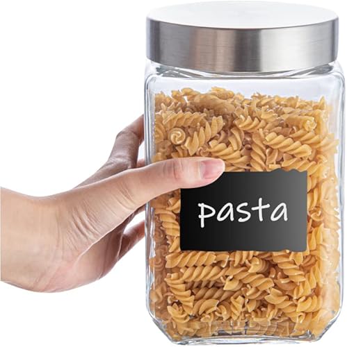 Miniatura 6 de Restaurantware Vetri - Tarro de almacenamiento de vidrio de 58 onzas, con tapa, etiqueta de pizarra, 3 12 x 3 12 x 7 14 pulgadas, caja de 1 unidad