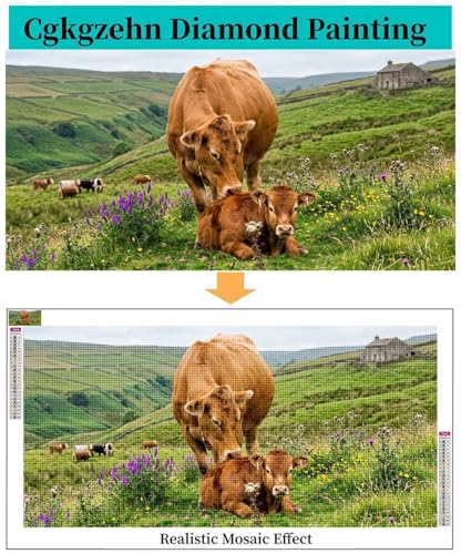 Broderie diamant kit complet vache et activité manuelle grand format 5D