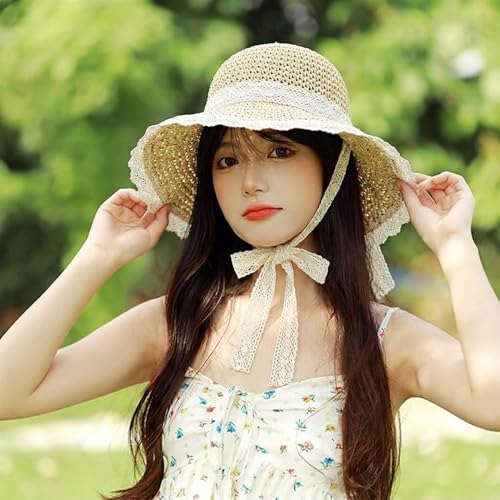Image of Kraptick Headwear Hats - Lightweight Crocheted Straw Hat for Women, Foldable Summer Beach Hat with UV Protection & Stylish Travel Cap with Wide Brim